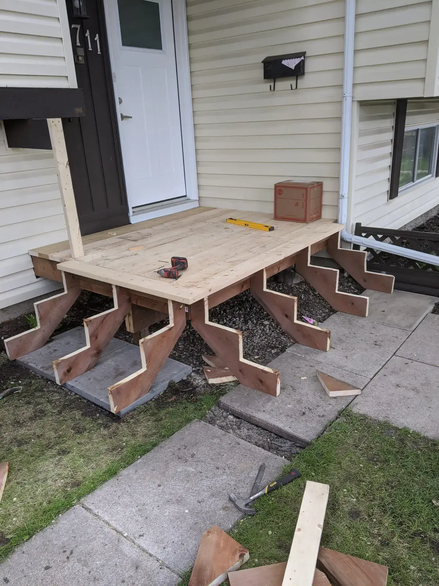 Platform decking being installed