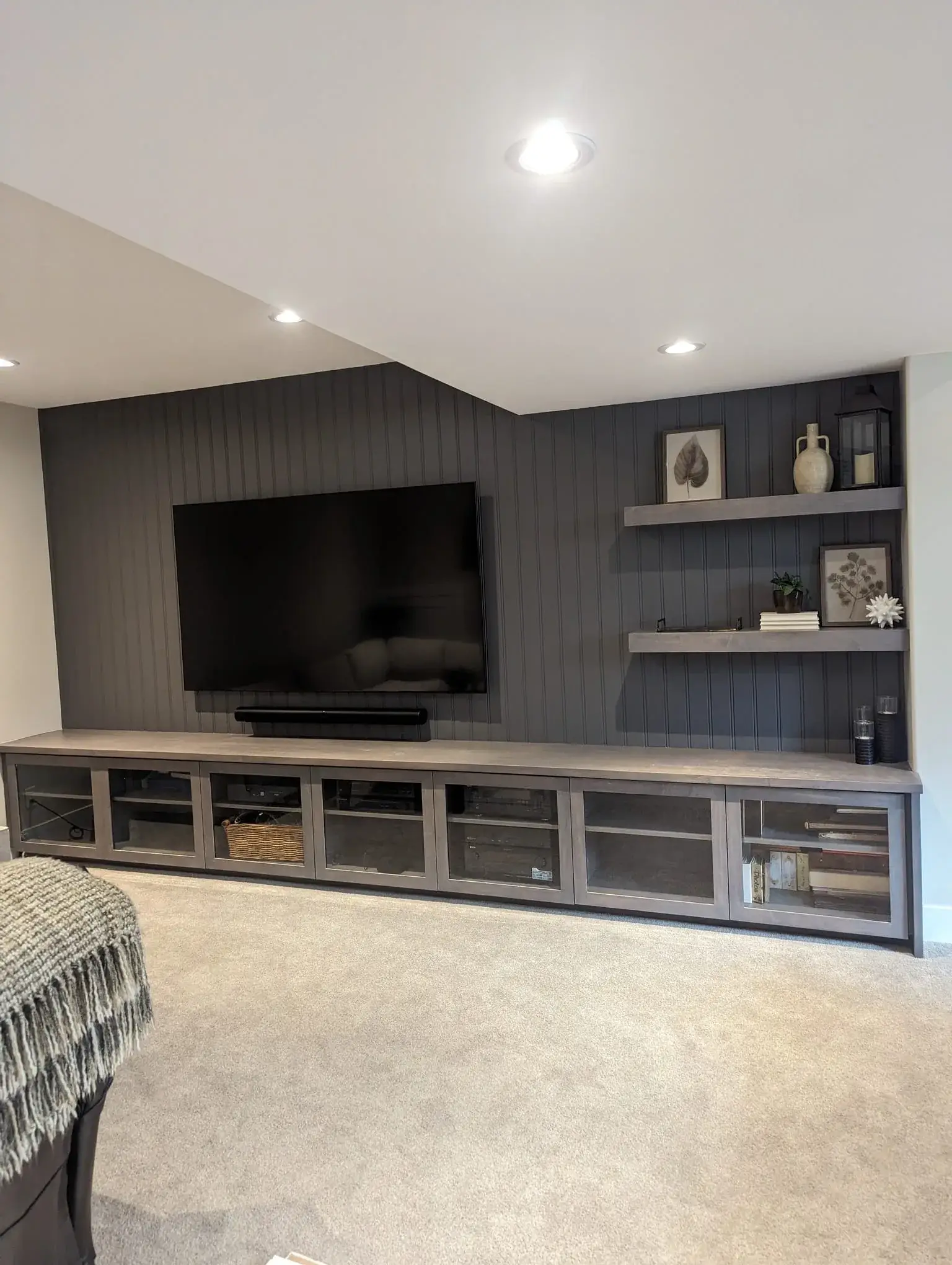 Custom entertainment cabinet with storage and media center